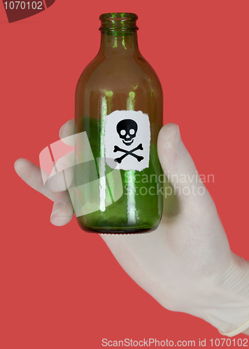 Image of Green bottle with skull and crossbones