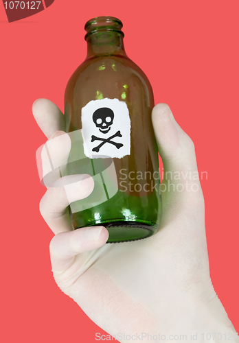 Image of Green bottle with skull and crossbones