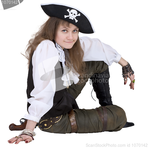 Image of Pirate - young woman with pirate hat