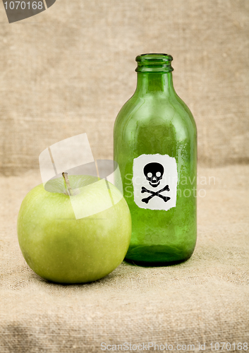 Image of Green bottle and green apple