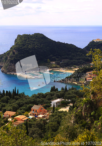 Image of Paleokastritsa harbour vertical