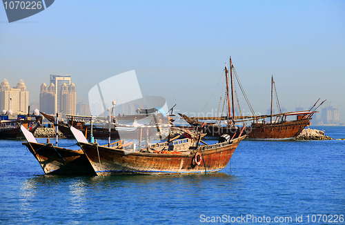 Image of Dhows in Doha Bay