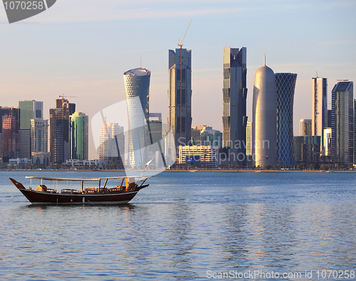 Image of Dhow and Doha skyline