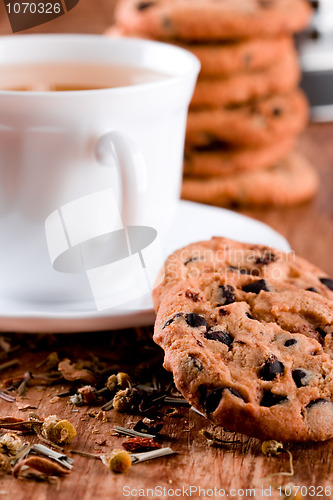 Image of cup of herbal tea and some fresh cookies
