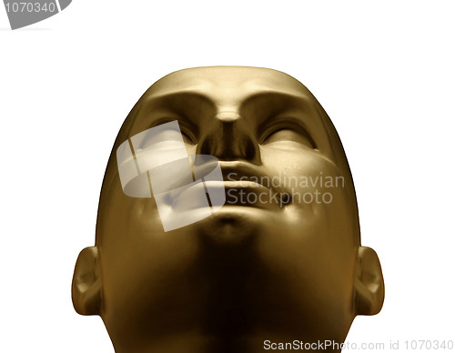 Image of Gold mannequin head looking up