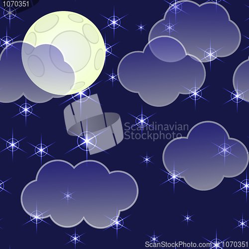Image of Abstract night background with clouds and stars