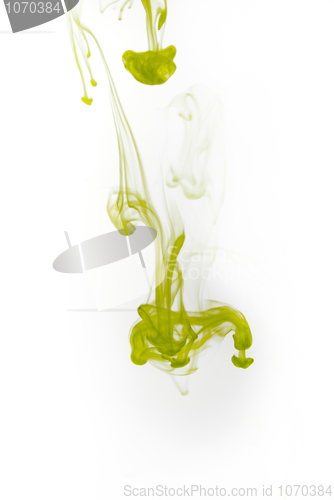 Image of Green ink splash flowing in water