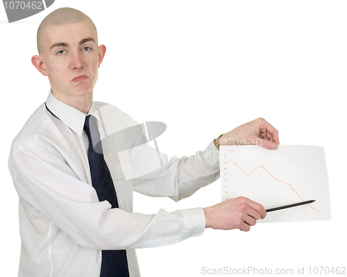Image of Guy with the financial graph in hands