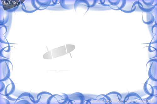 Image of Abstract white -  blue feathers frame