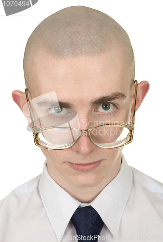 Image of Man with a tie and spectacles on a white