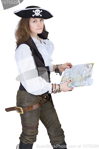 Image of The pirate - young woman with map