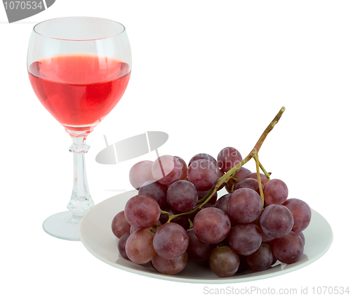 Image of Still-life with a glass of wine and grapes