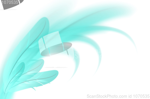 Image of Abstract blue feathers on white background