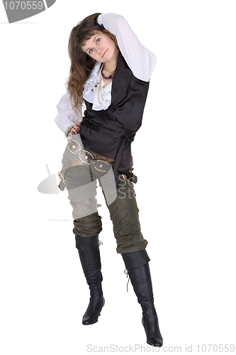 Image of Pirate - young woman isolated on white