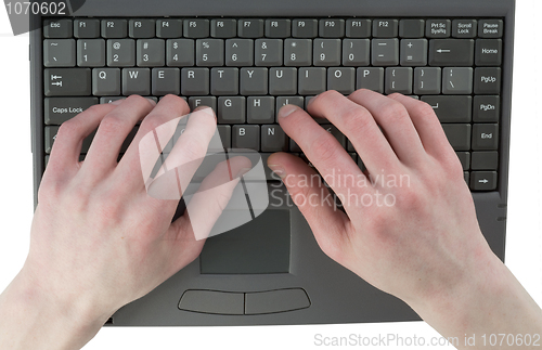 Image of Male hand on keyboard