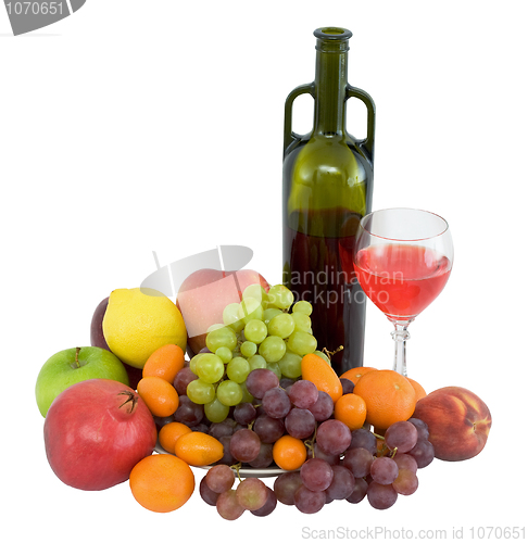Image of Bright still life with wine and fruit