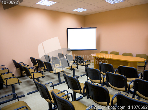 Image of Interior of a conference hall in pink tones