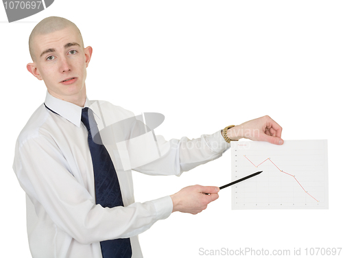 Image of Guy with the financial graph in hands