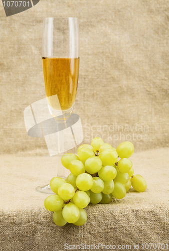 Image of Still-life with a glass of wine and grapes