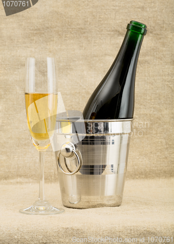 Image of Still-life with a glass of wine and a bottle