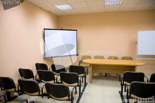 Image of Interior of a conference hall in pink tones