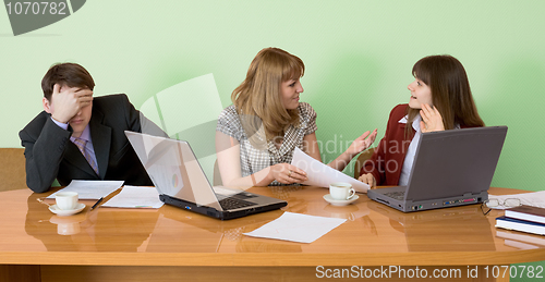 Image of Businessman has fallen asleep sitting at meeting