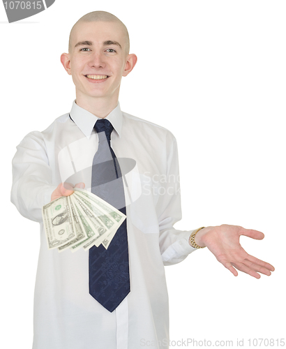 Image of Smiling man with money in a hand