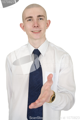 Image of Business man with an open hand