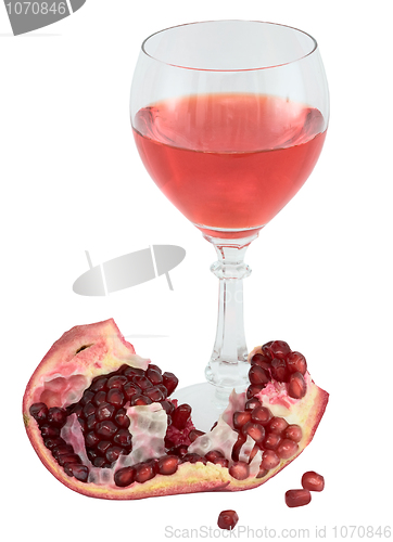 Image of Still-life with a glass of wine and pomegranate