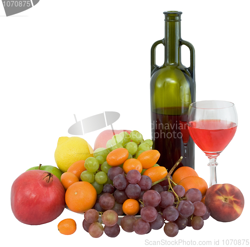 Image of Bright still life with wine and fruit