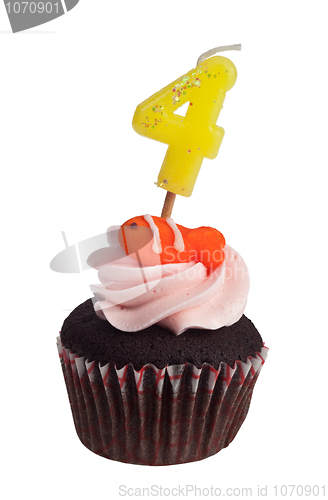 Image of Mini cupcake with birthday candle for four year old