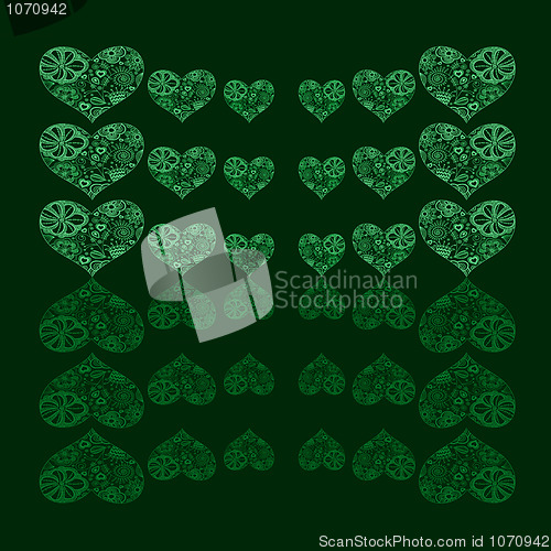 Image of Abstract Heart-shaped floral pattern background