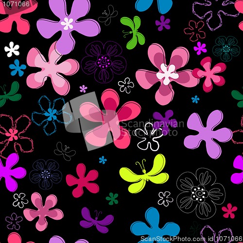 Image of Black repeating floral pattern
