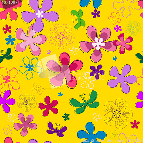 Image of Seamless floral yellow pattern