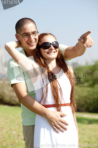 Image of love couple on A Footbridge