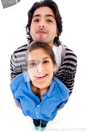 Image of Close view of young couple standing
