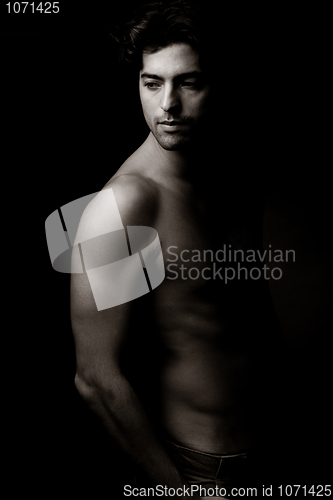 Image of Sexy shot of young man in black backround