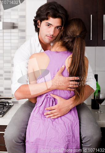 Image of romantic young couple hug