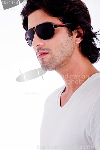 Image of attractive young man with sunglass