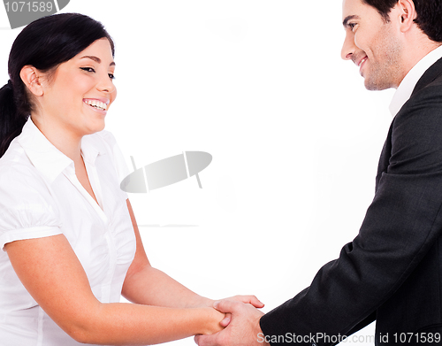 Image of Corporate people hold their hands each other