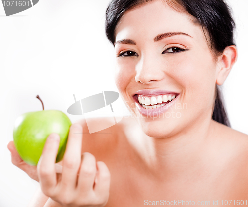 Image of Portrait of beautiful young woman smiling
