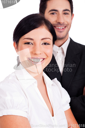 Image of Close up portrait of a young business people smiling