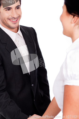 Image of Business people smiling each other