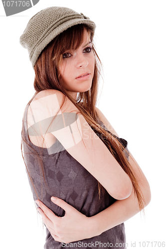 Image of Half length of a fashion lady folding hands