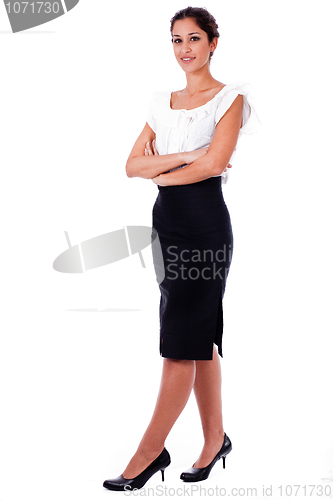 Image of Casual portrait of young business woman with his hands folded