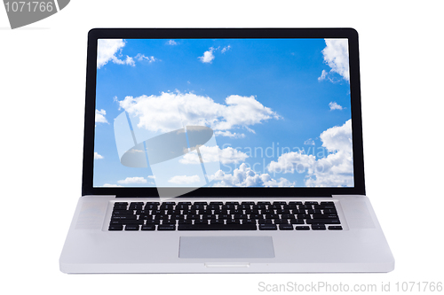 Image of Nature wallpaper displaying in a white laptop screen