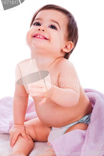 Image of Innocent baby looking up