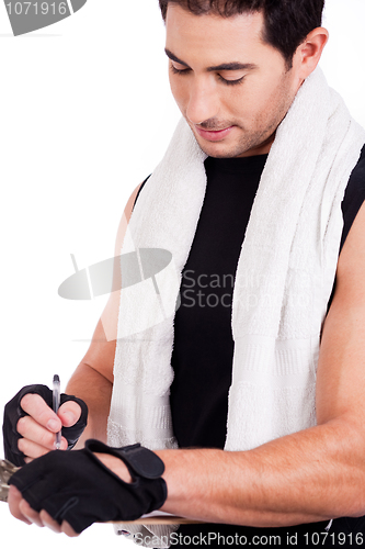 Image of Fitness man marking