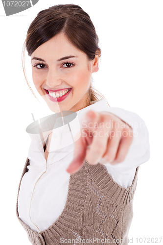 Image of Portrait of young brunette women smiling