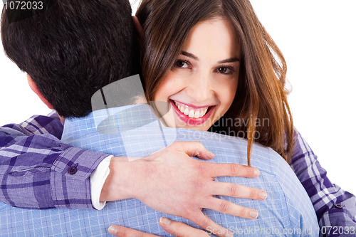 Image of Cute lovers women hugging